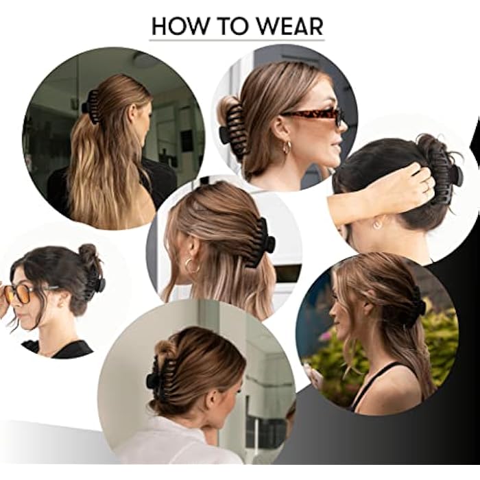 FRAMAR Large Claw Clips For Thick Hair Hair Claws For Thick Hair, Large Hair Clips For Thick Hair, Claw Clips For Long Hair, Claw Clip Pack, Large Claw Clip, Claw Clip Set, Clawclips (Black 4 Pack) - Image 5